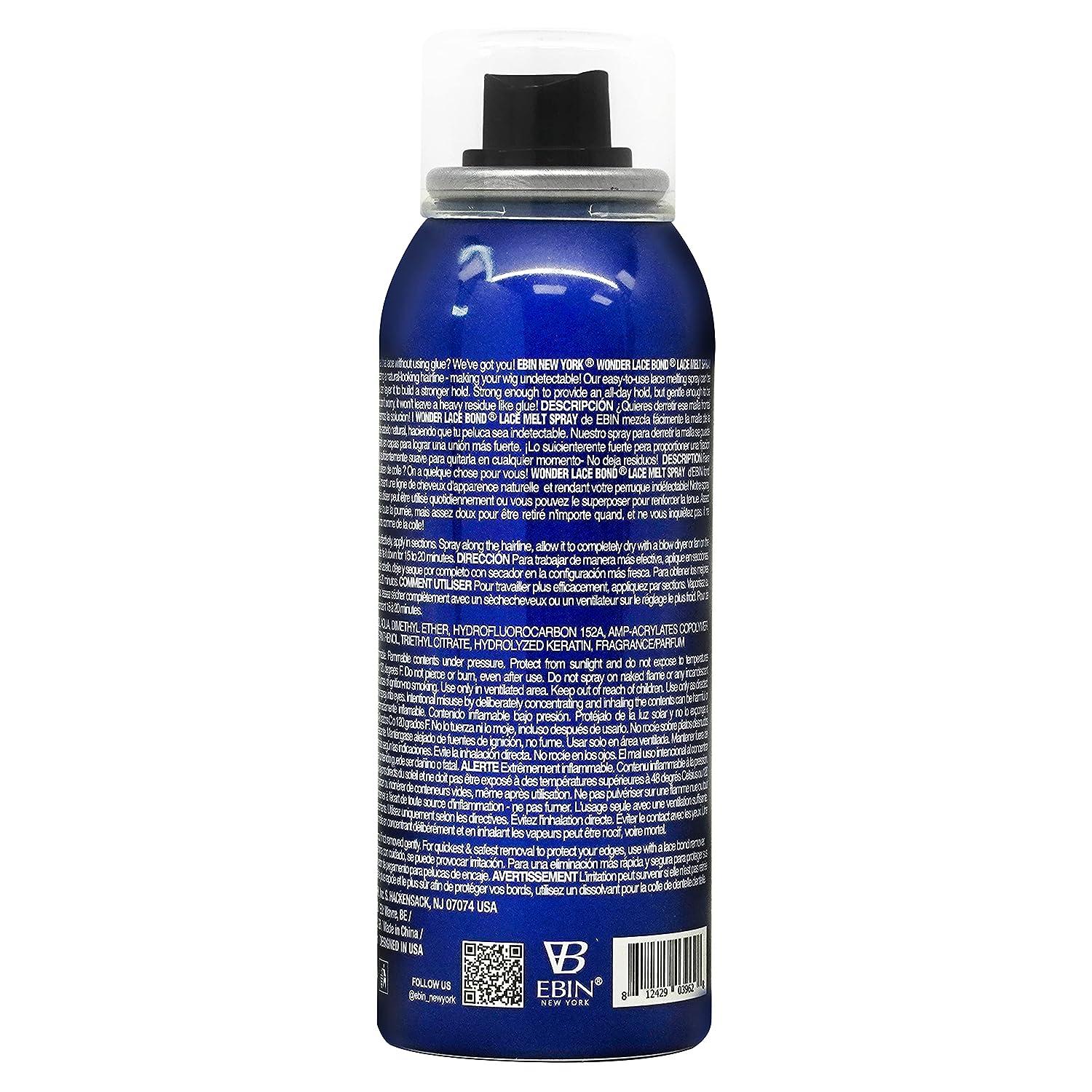  EBIN NEW YORK Wonder Lace Melt Aerosol Spray - Keratin + Biotin  Infused (180ml./ 6.08oz) - Preserves Edges & Undetectable Lace, Long  lasting hold