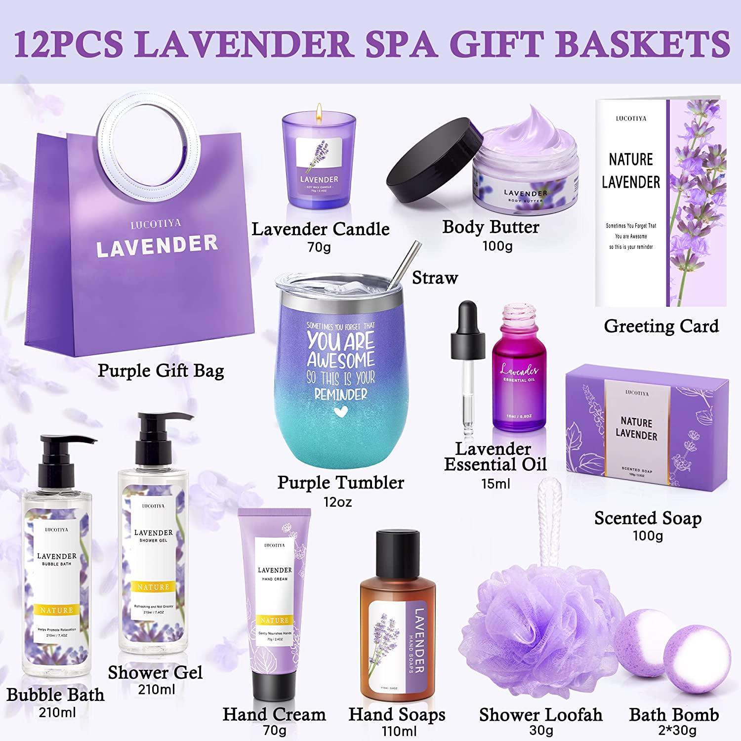 Gifts for Women, Birthday Gifts for Women Self Care Gift for Women Pamper  Gift Basket for Women Her,Friends,Mom,Wife 11 pcs Lavender Gift Unique Gift