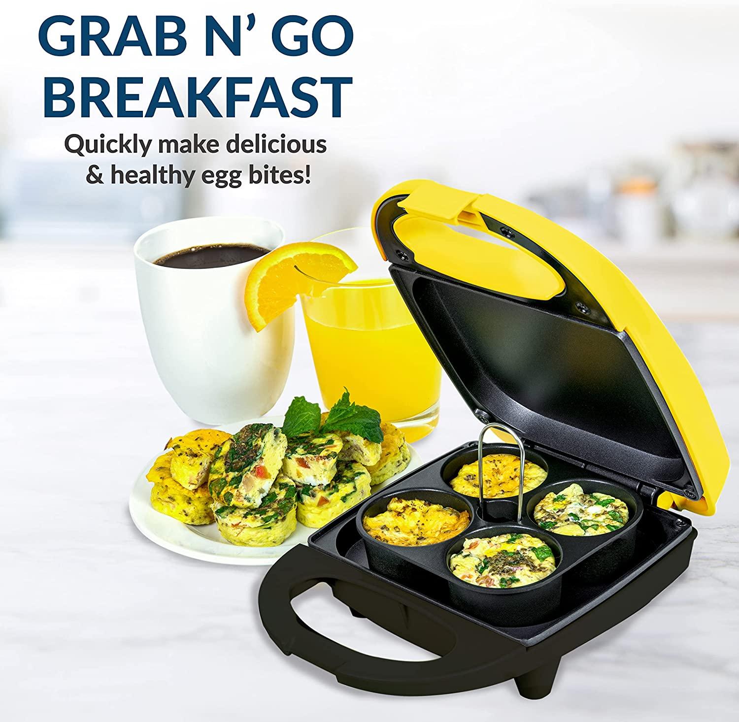 Nostalgia MyMini Personal Breakfast Bites, Perfect for Eggs, Omelets  Muffins, Sandwiches, Desserts, Keto, Healthy Snack Size & Paleo, Portion  Control Cook 4 Mini Pieces at A Time, Yellow Egg Bite Maker