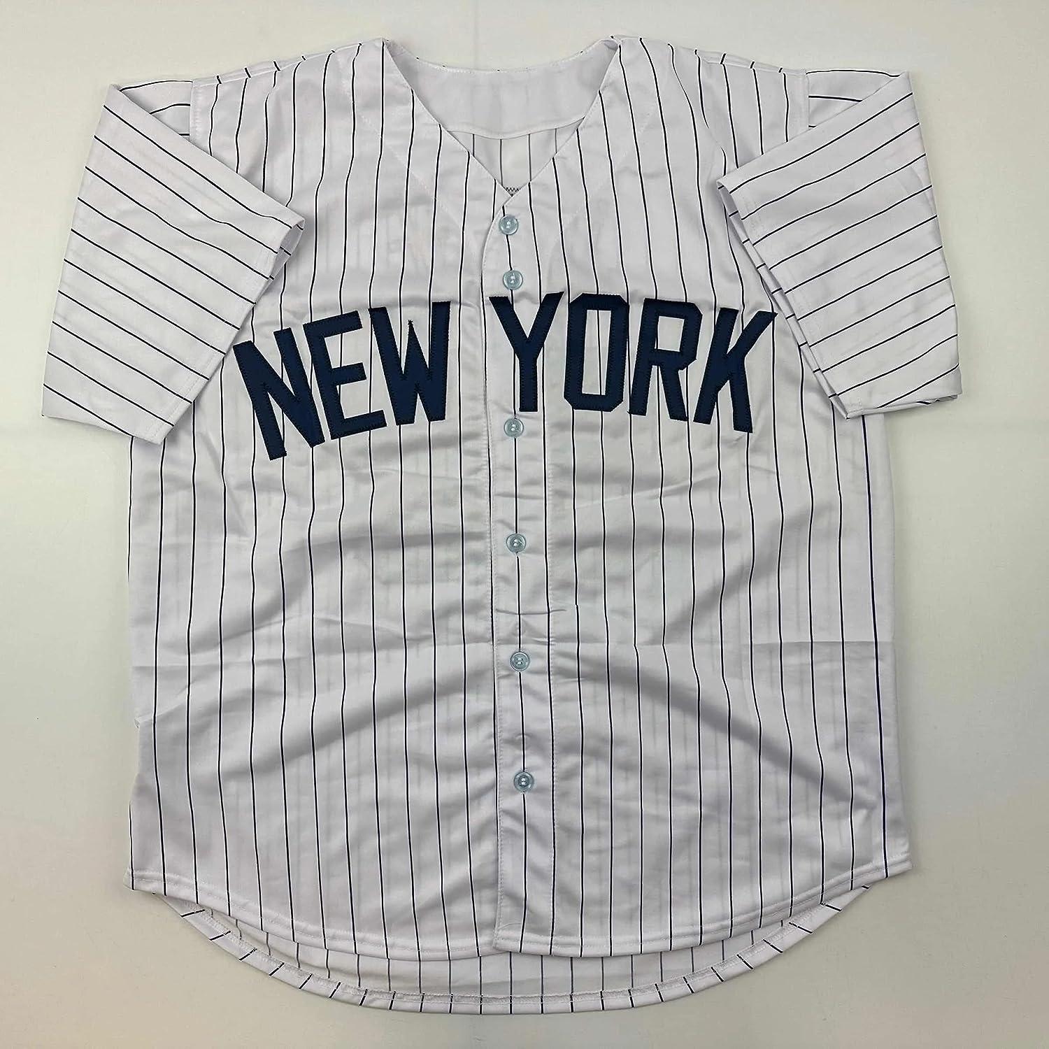 Facsimile Autographed Aaron Judge New York Pinstripe Reprint Laser Auto Baseball  Jersey Size Men's XL