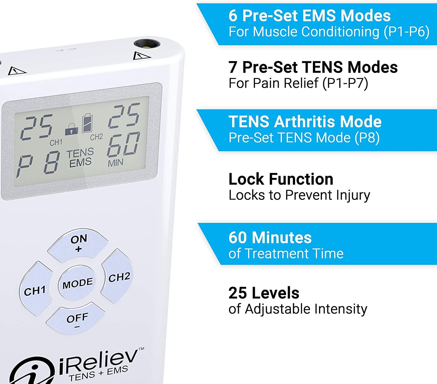 Wireless TENS Unit + Muscle Stimulator Combination for Pain Relief