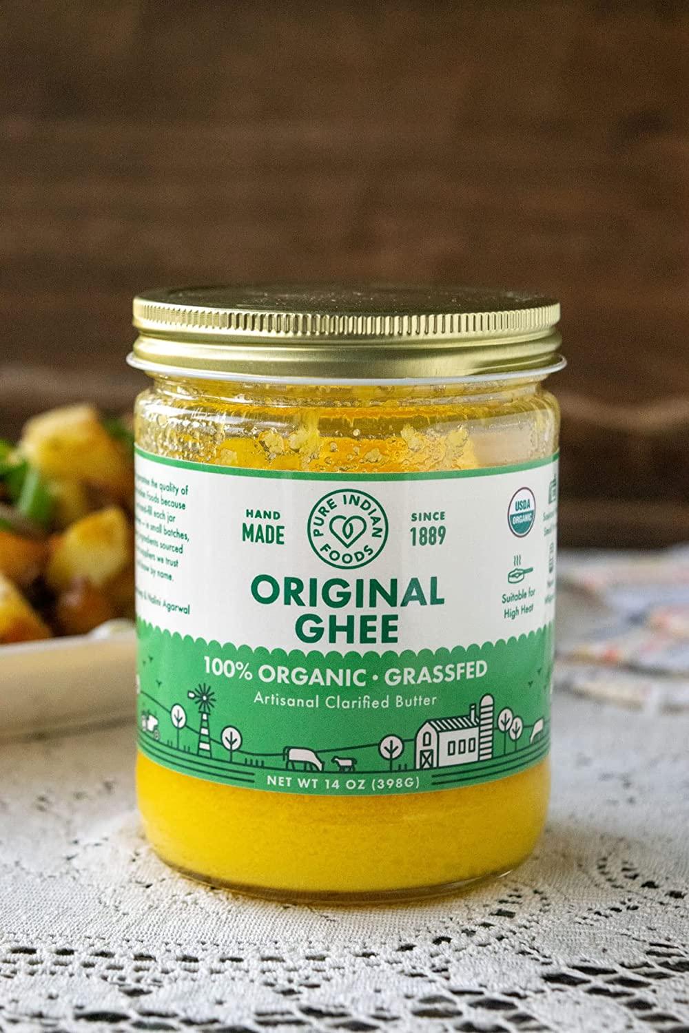  Grass Fed Organic Ghee Clarified Butter From Grass-fed Cows  Paleo Ayurvedic Gluten-Free NON-GMO - Made in USA (Glass Jar) : Grocery &  Gourmet Food