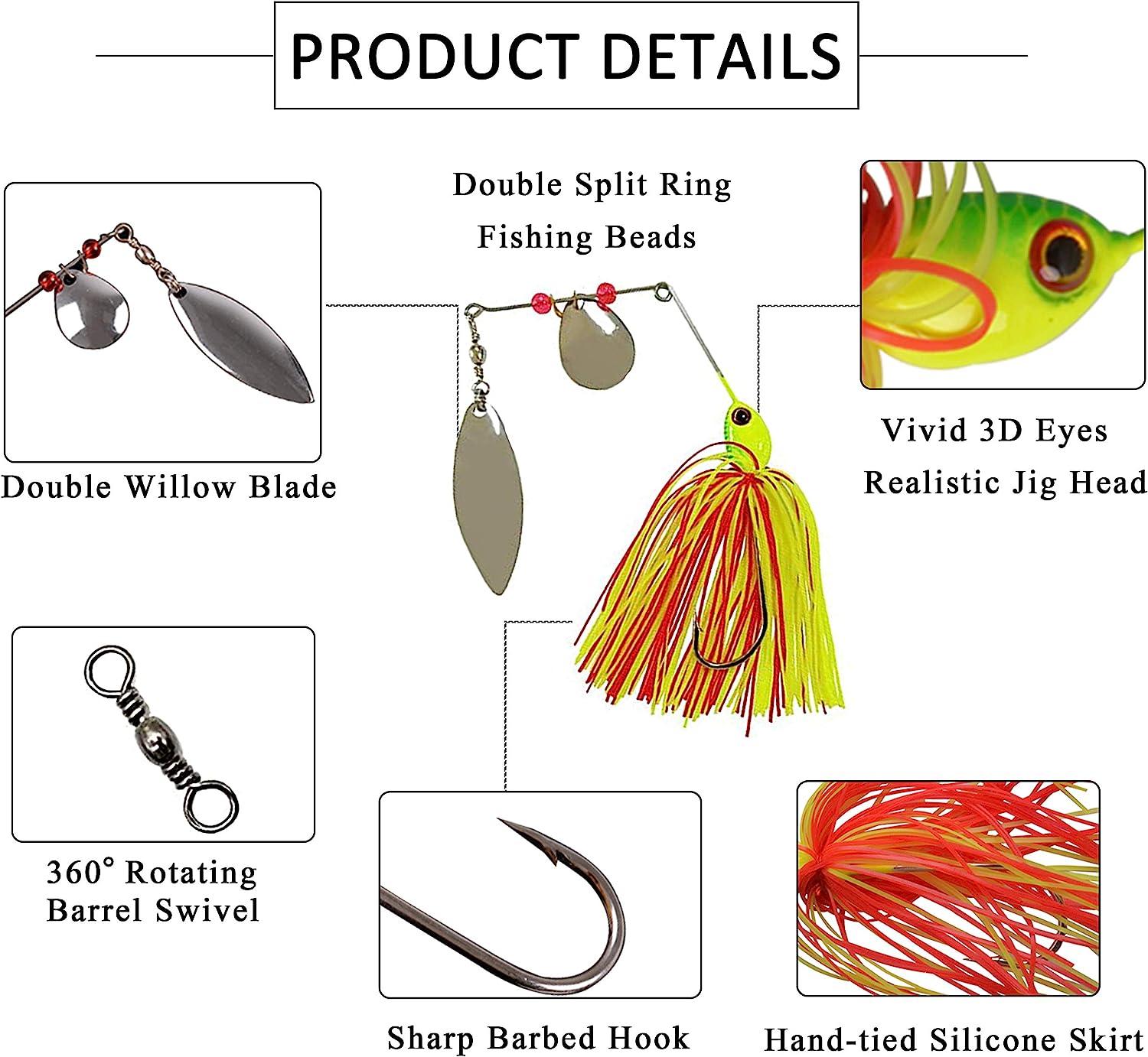 6pcs Metal Multicolor Fishing Lure Spinnerbait Kit for Bass Pike