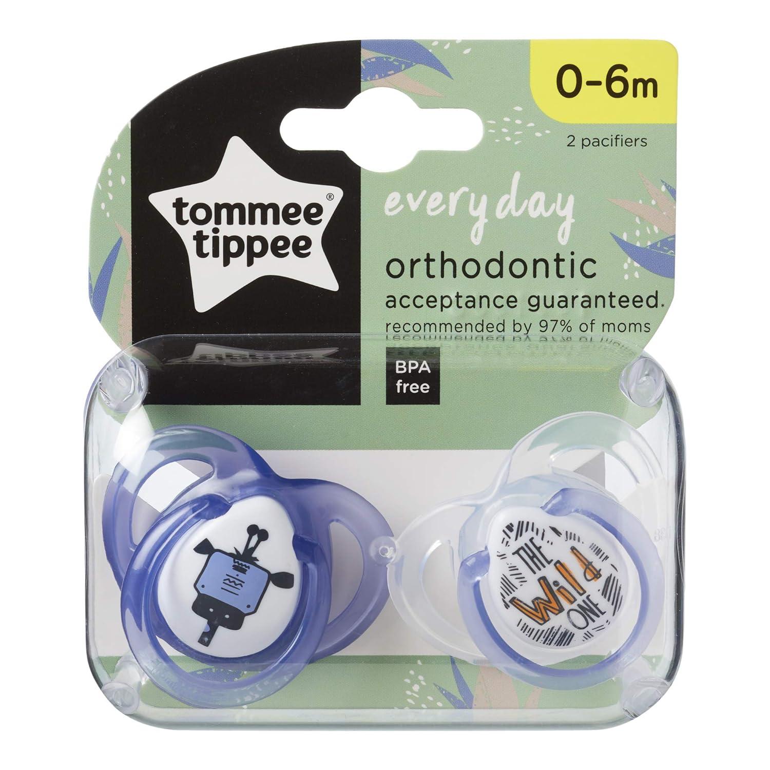 Tommee Tippee Every Day Pacifiers, Symmetrical Design, BPA-Free Silicone -  0-6 months, 2 Count