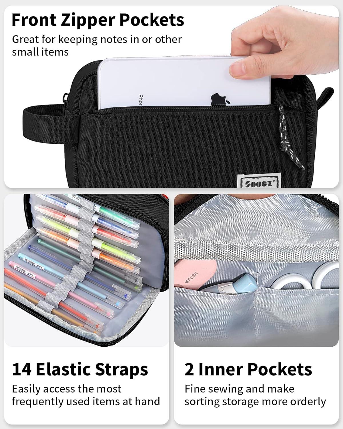 Large Aesthetic Pencil Case with Zipper Compartments Double