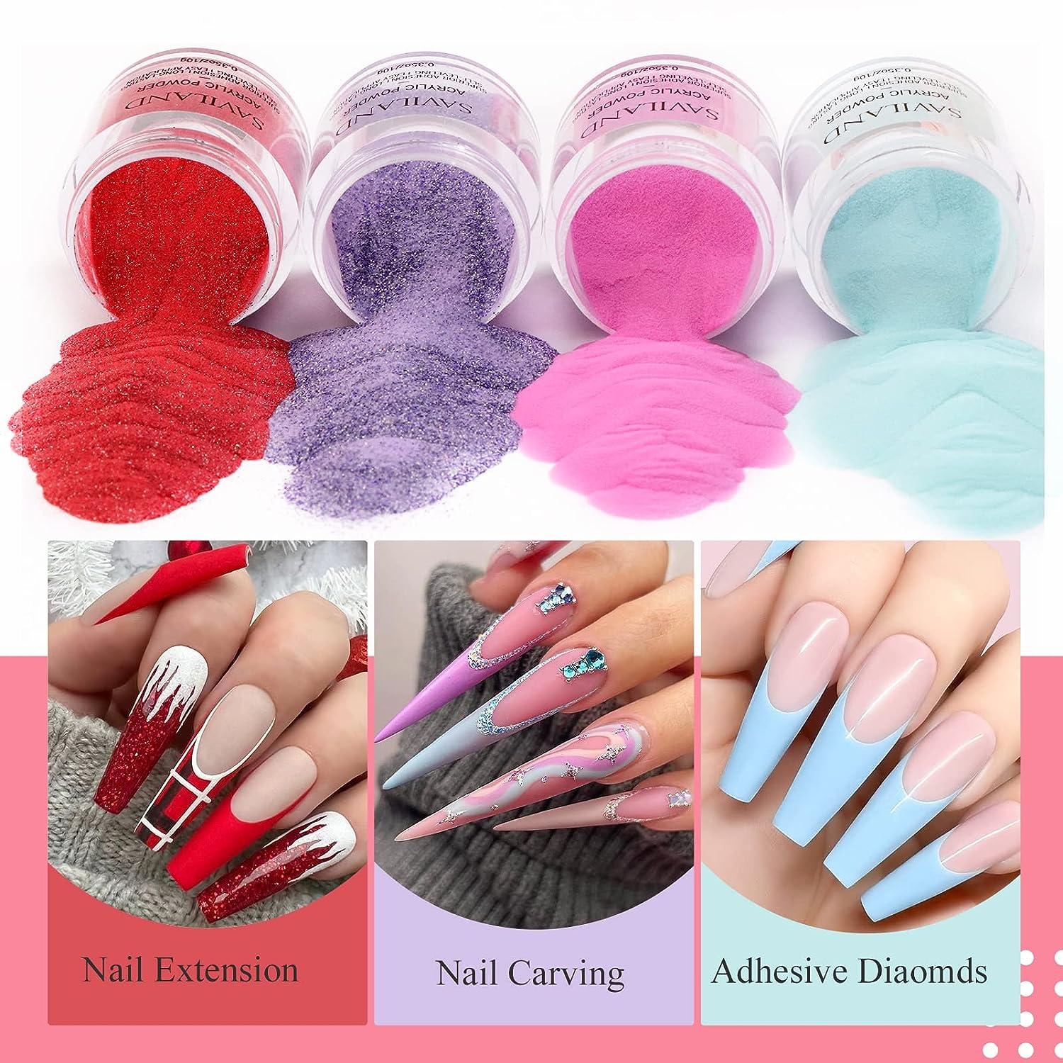 Saviland Acrylic Powder Set Starter - 36 Colors Clear Red Acrylic Powder  for Nails Rose Set Spring