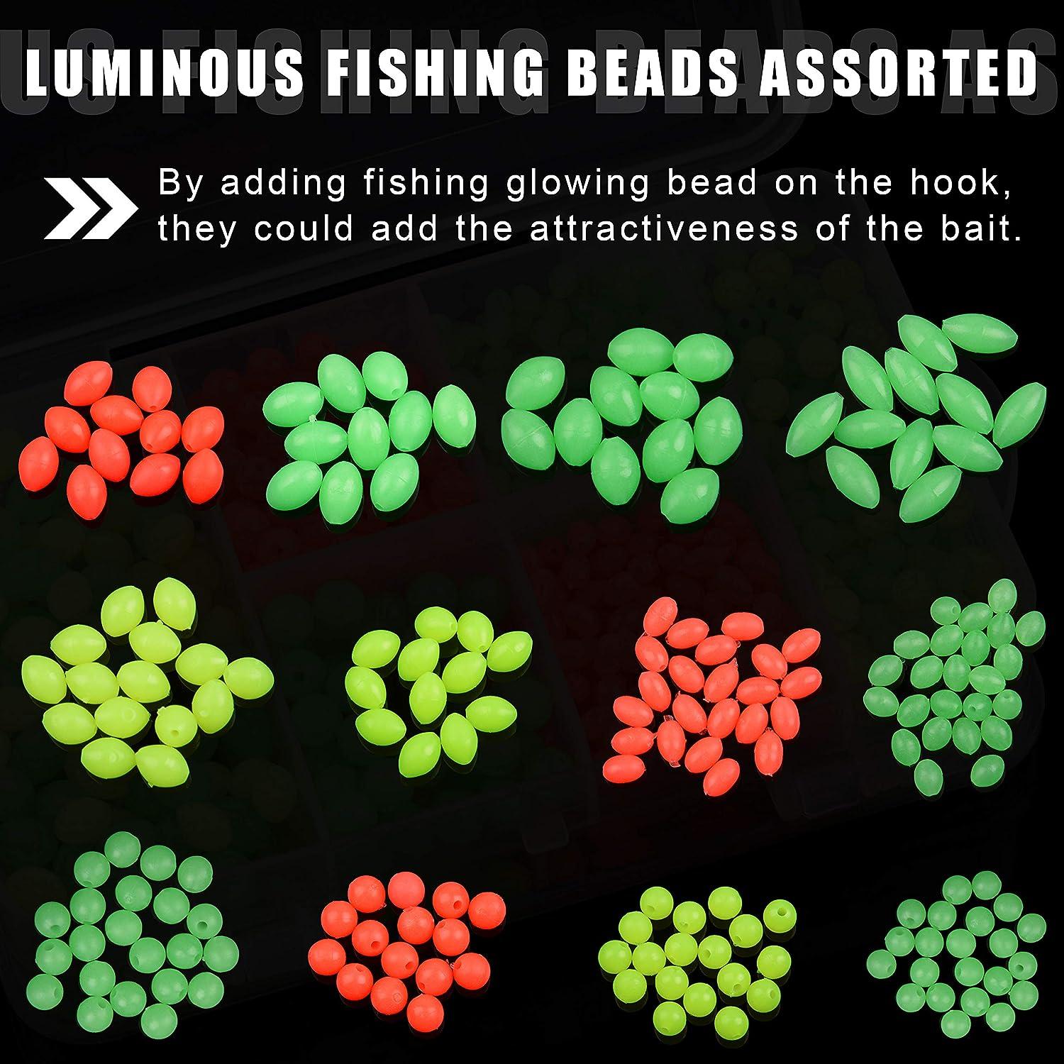 SILANON Soft Fishing Beads Assortment Kit,1000pcs Glow Beads Fishing Bait  Eggs Luminous Oval Round Plastic Rig Beads Fishing Tackle Saltwater for  Steelhead Trout