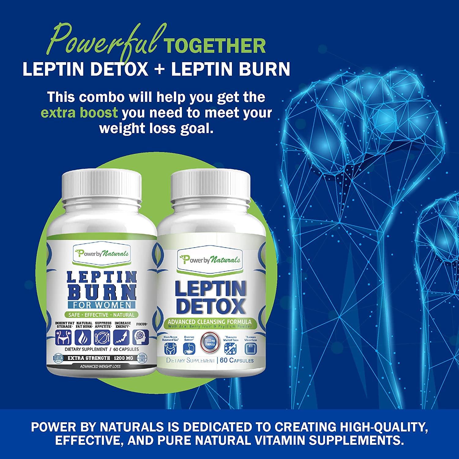 Power By Naturals Leptin Detox & Leptin Burn Supplements, Natural Weight  Loss, Appetite Suppressant, Metabolism Booster & Digestive Support, Thermogenic Fat Burner