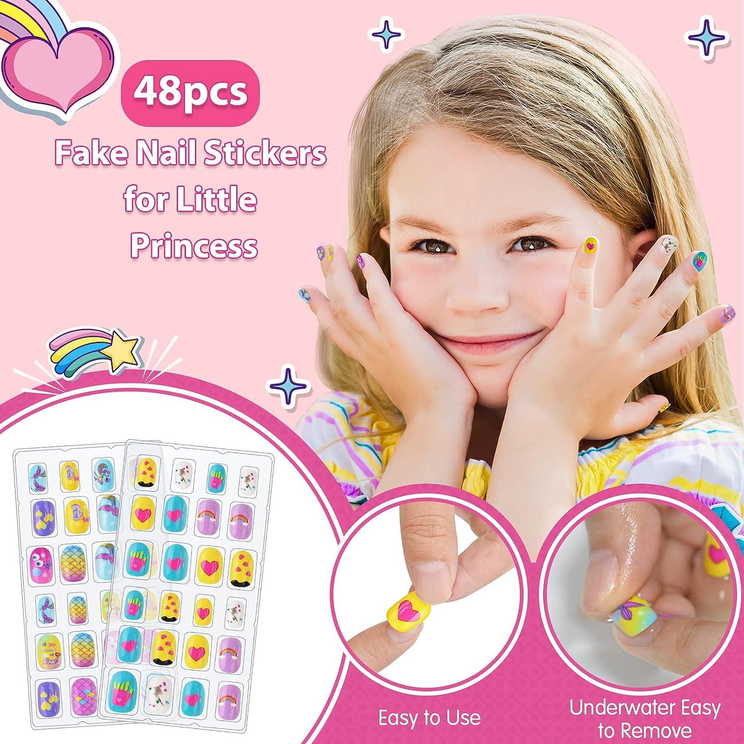 Kit For Girls Kids Nail Polish Set With Nail Dryer Sticky Cartoon Fake Nail  Diy Sticker Nail Studio Decoration Birthday - Nail Sets & Kits - AliExpress