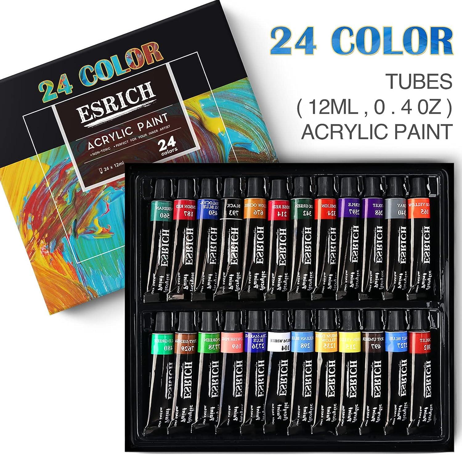 42pc Artist Oil Painting Set, Easel, 12 Paint Colors, 25 Brushes, 2 Art  Canvases