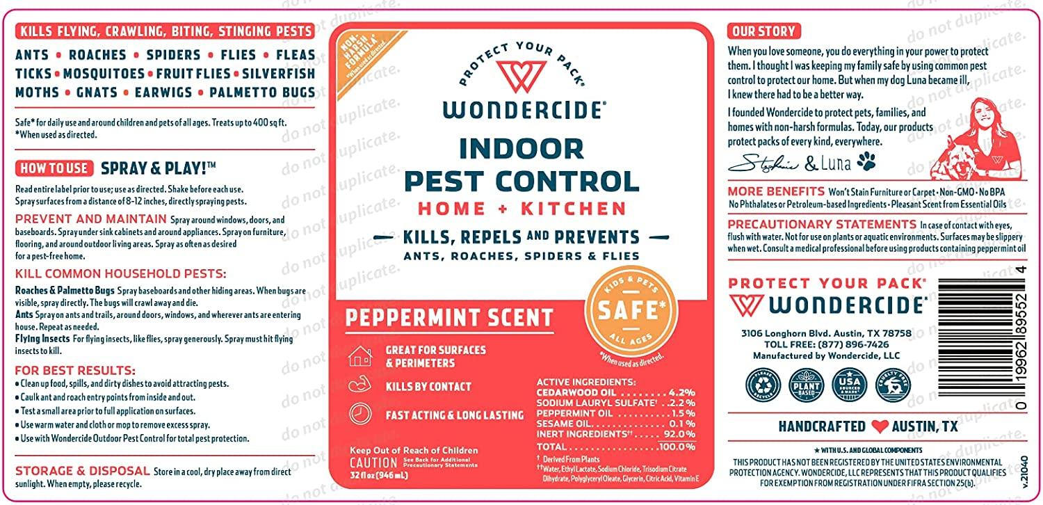 Wondercide - Indoor Pest Control Spray for Home and Kitchen - Ant, Roach, Spider, Fly, Flea, Bug Killer and Insect Repellent - with Natural