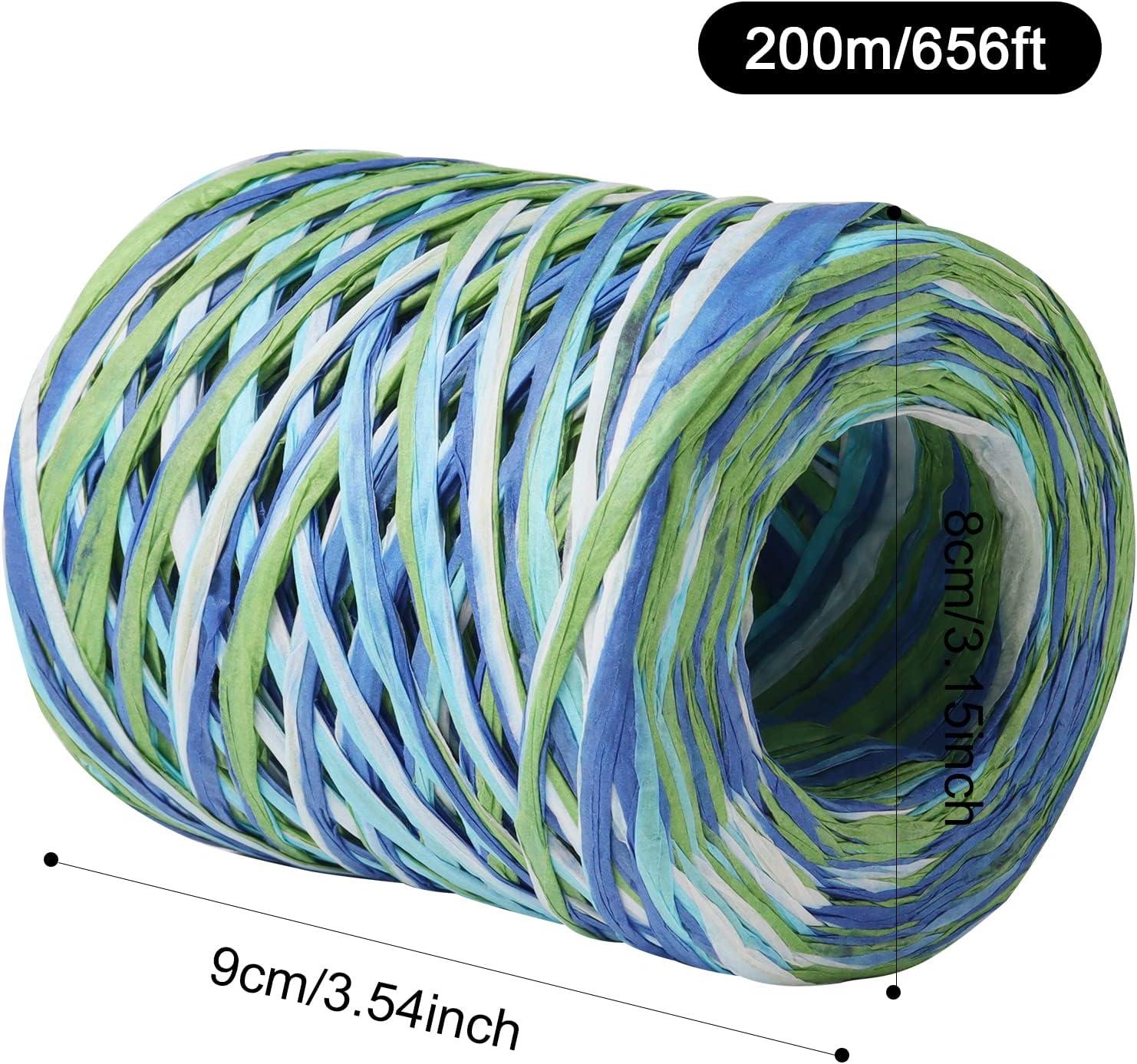 Yzzsjc 656 Feet Colored Paper Raffia Ribbon Colored Packing Paper String  Perfect for Gift Wrapping Gift Box Packing Party Decor and Craft Projects  (Blue)