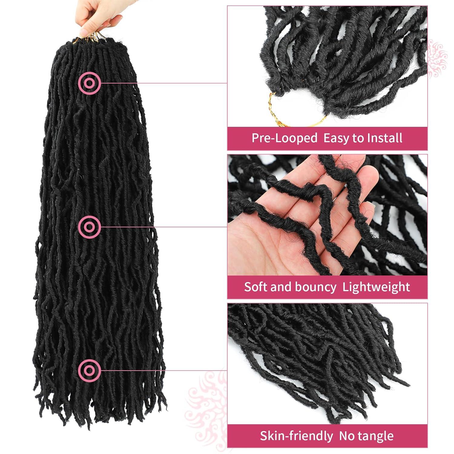 24 Inch New Faux Locs Hair 2Packs Pre-Looped Soft Locs Synthetic Crochet  Twist B