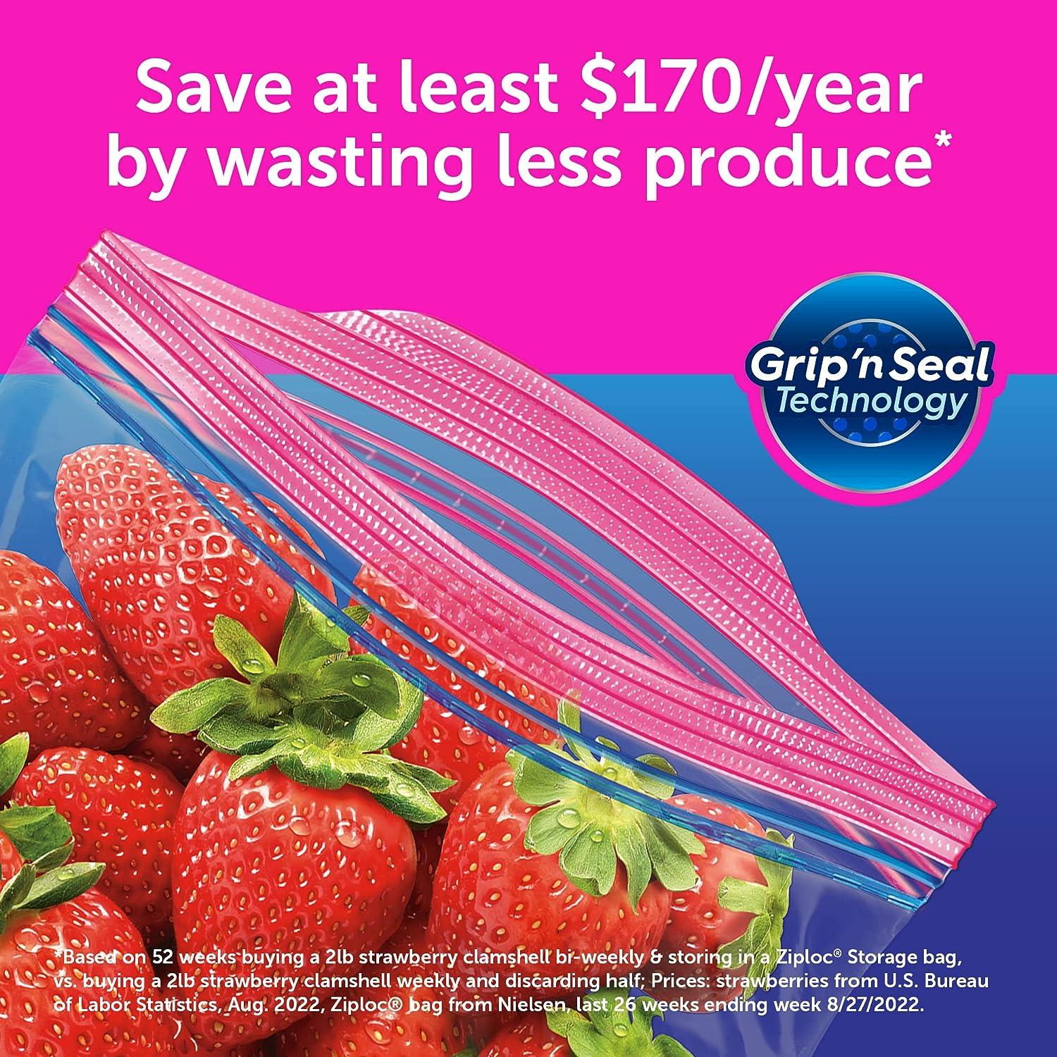 Ziploc Medium Food Storage Freezer Bags, Grip 'n Seal Technology