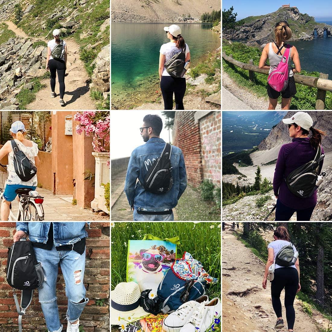 WATERFLY Crossbody Sling Backpack Sling Bag Travel Hiking Chest Bag Daypack  Navy