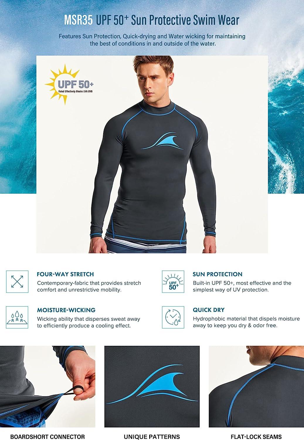 Mens Short Sleeve Quick Dry Upf 50+ Sun Protection Shirts Swim