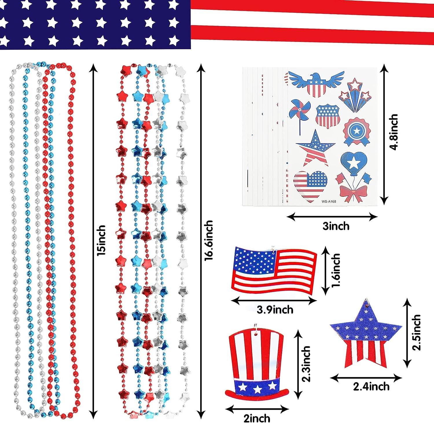Great Choice Products 144Pcs 4Th Of July Beads Necklaces Bulk Metallic Red  White And Blue Patriotic