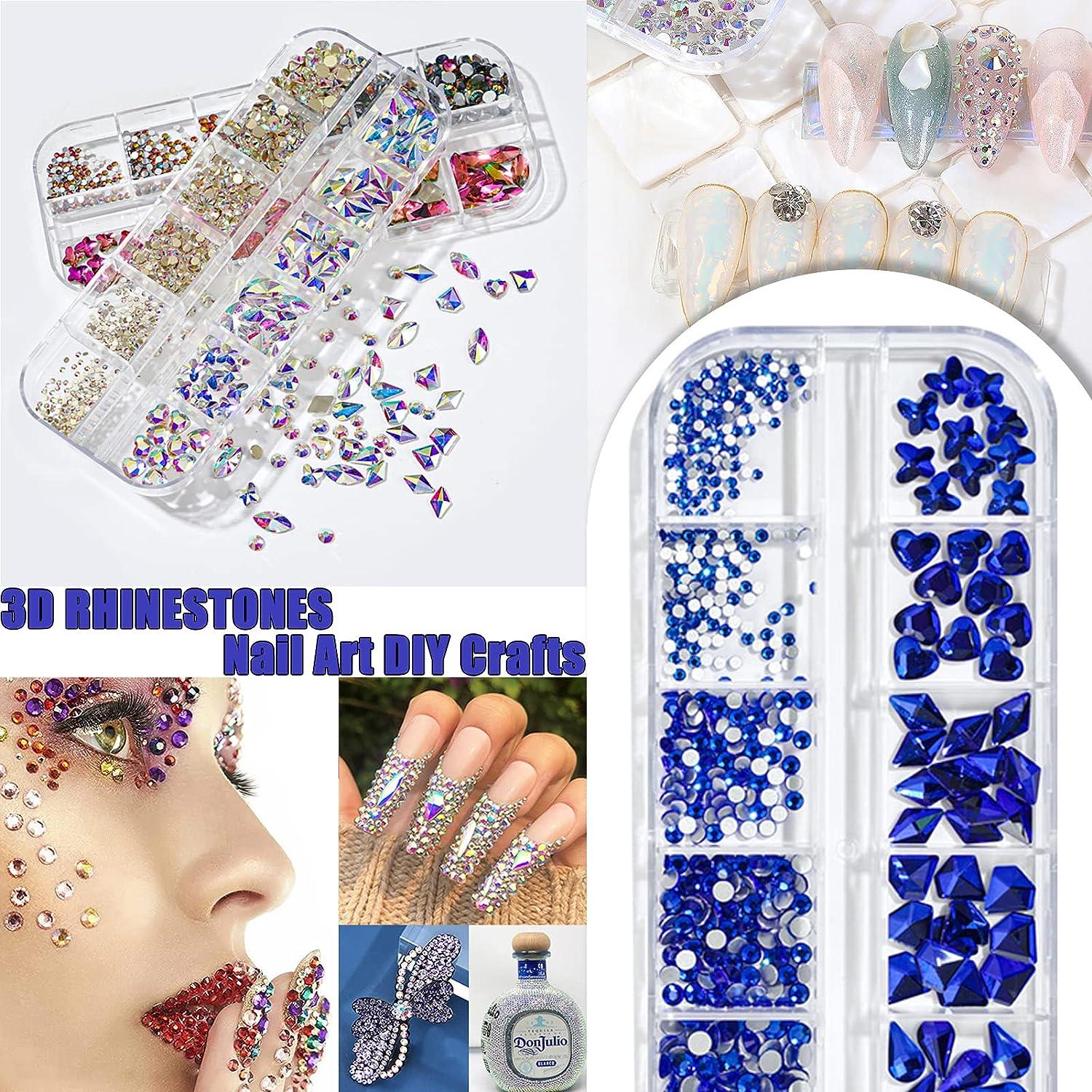 Nail Art Glass Rhinestones Glitter Diamond Crystal Gem 3D AB DIY Flat Back  Mixed