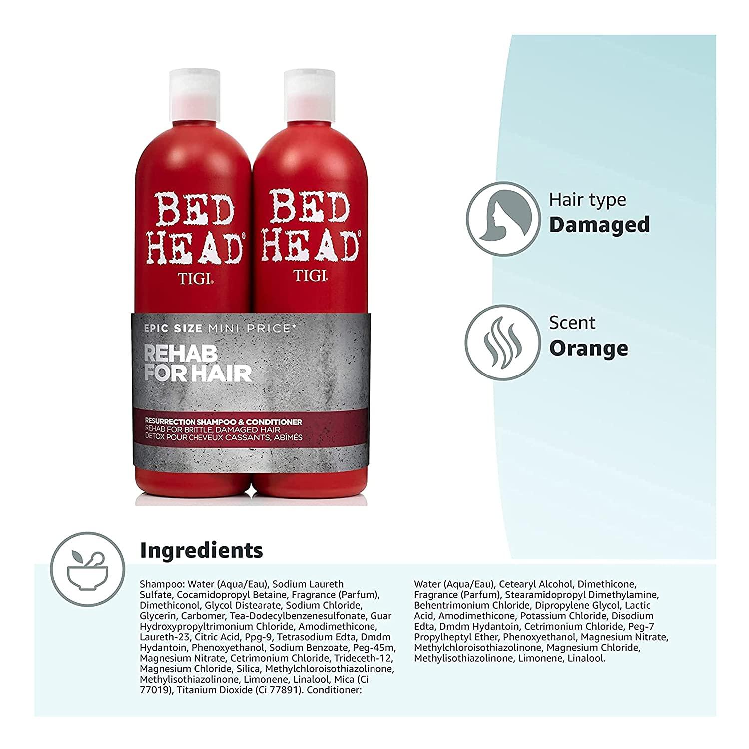 Bed Head by TIGI Resurrection and Conditioner for Damaged Hair 25.36 fl oz 2 count