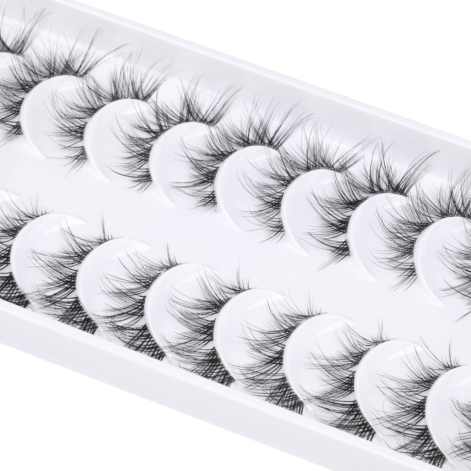 Lashes Natural Look False Eyelashes Wispy Cluster Lashes Manga Eyelash  Extensions Strip Clear Band Lashes Cat Eye Korean Short Anime Fake Lashes  Pack by Kiromiro - Yahoo Shopping