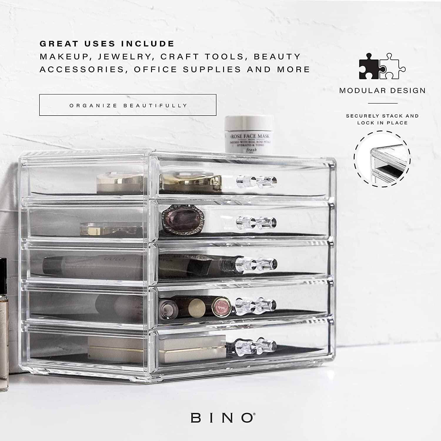 BINO | 2 Drawer Makeup Organizer - Madison Avenue | THE MANHATTAN SERIES |  Makeup Drawer Organizer | Makeup Storage | Cosmetic Organizer | Vanity