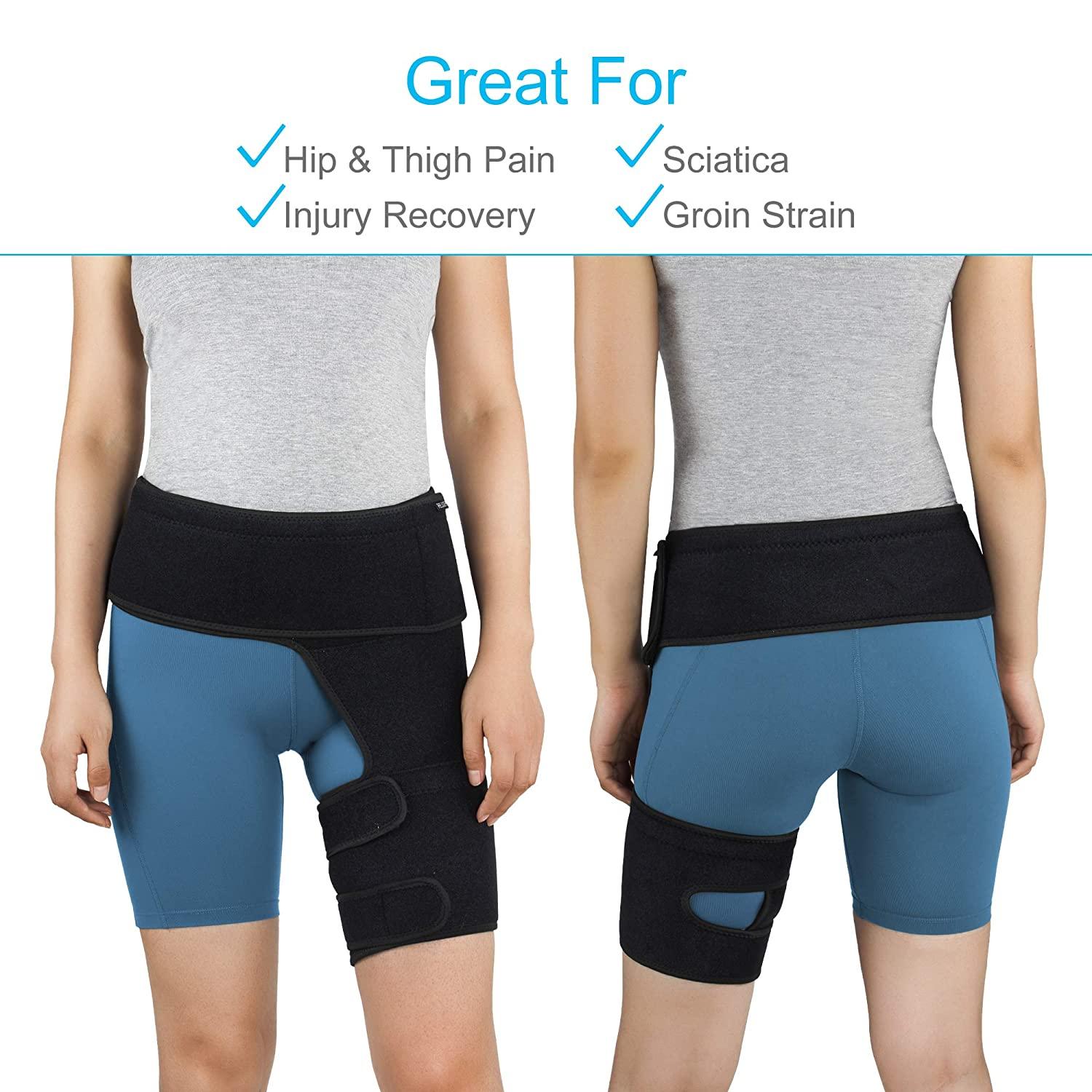 REAQER Hip Thigh Support Brace Groin Compression Wrap for Pulled