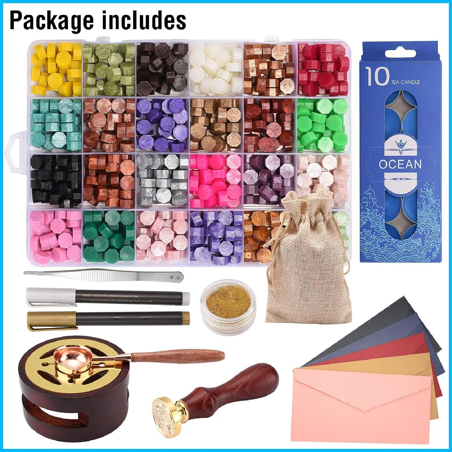 Wax Seal Stamp Kit With Gift Box, Wax Seal Beads With Wax Seal Stamp,  Wedding Wax Seal Stamp Kit, Wax Seal Kit for Gift and Decoration 