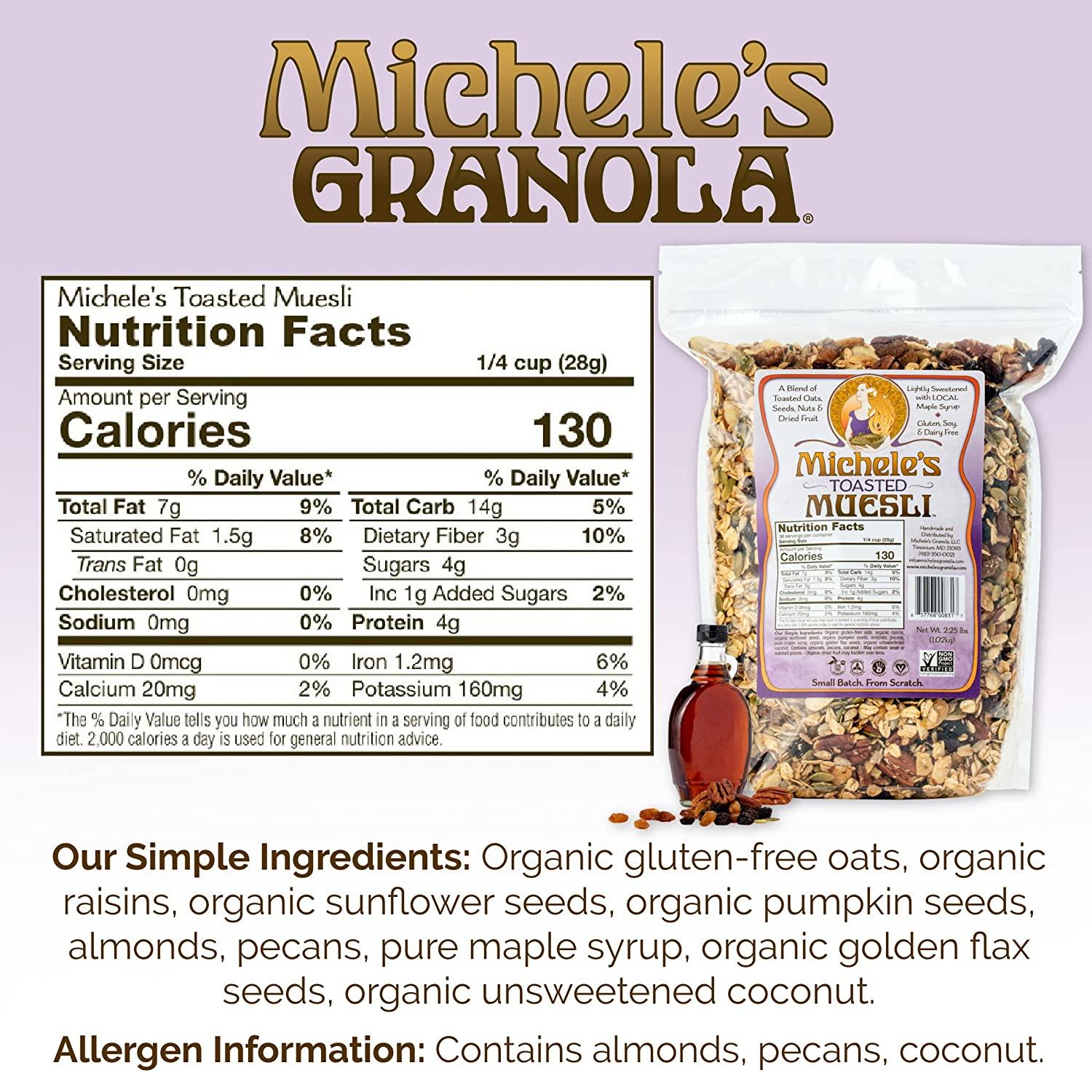 Michele's Granola Muesli, Toasted Muesli, Gluten-Free, No Refined Sugar & Non-GMO, 2.25 lb Bulk Bag