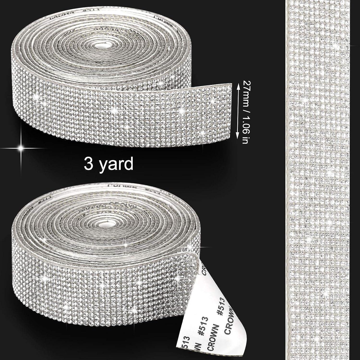 Self Adhesive Rhinestone Strips Diamond Bling Crystal Ribbon Sticker Wrap  for Craft Jewel Tape Roll with Rhinestones for DIY Car 