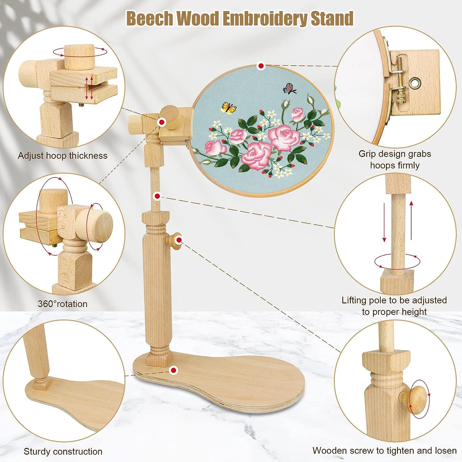 Adjustable Rotated Cross Stitch Wood Embroidery Stand Lap,Hoop