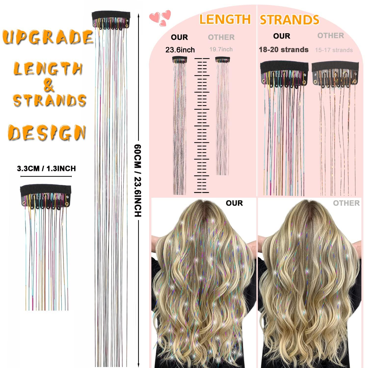 Hair Tinsel Strands Sparkly Hair Extensions Highlights Glitter Hair Tinsel  - China Hair Tinsel and Hair Accessories price