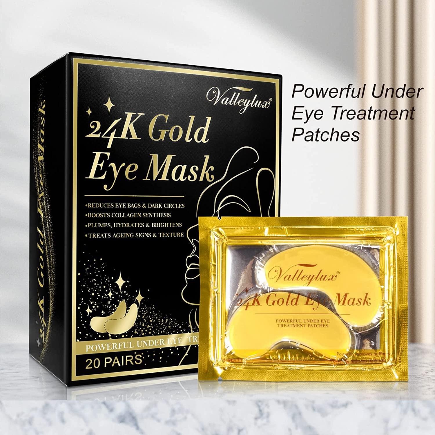 24k Gold Eye Mask20 Pc Gel Pads Collagen Eye Mask Under Eye Patches Anti Aging Hyaluronic Acid 7192