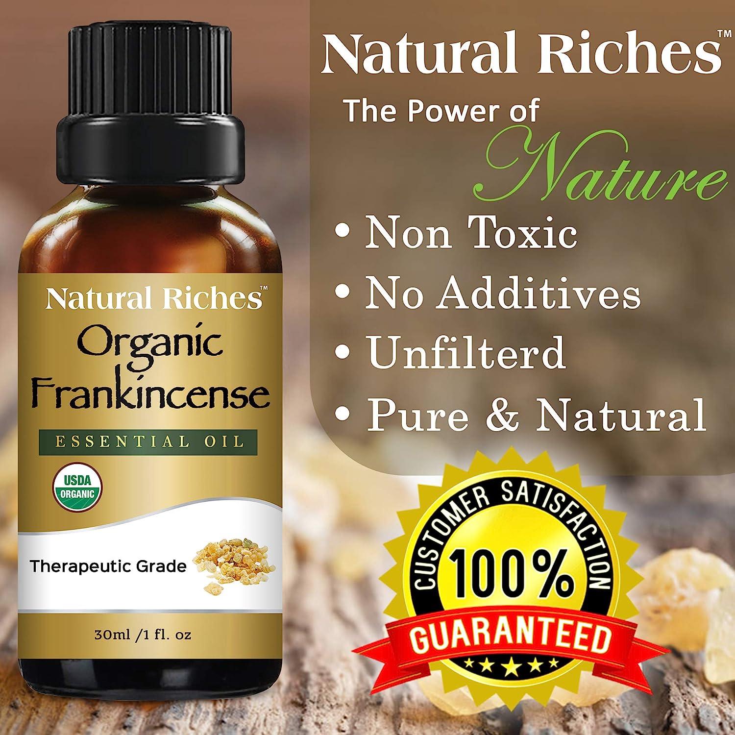 Natural Riches USDA Organic Frankincense Essential Oil - Boswellia Serrata,  100% Pure Natural Undiluted, Therapeutic Grade for Diffuser Aromatherapy  Premium - 30 ml 