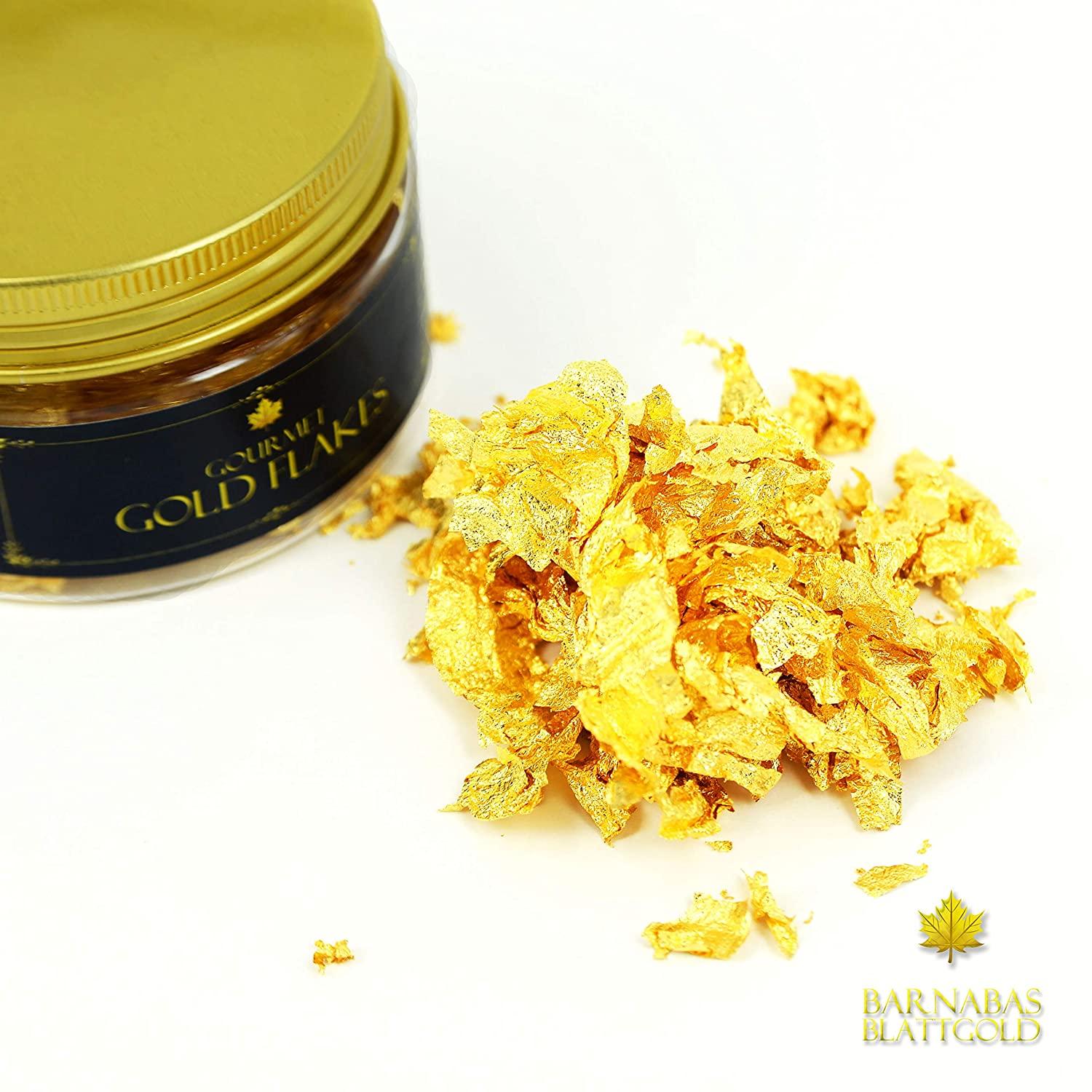 Edible Genuine Gold Leaf Flakes - by Barnabas Blattgold - 150mg Jar Flakes  - 150mg
