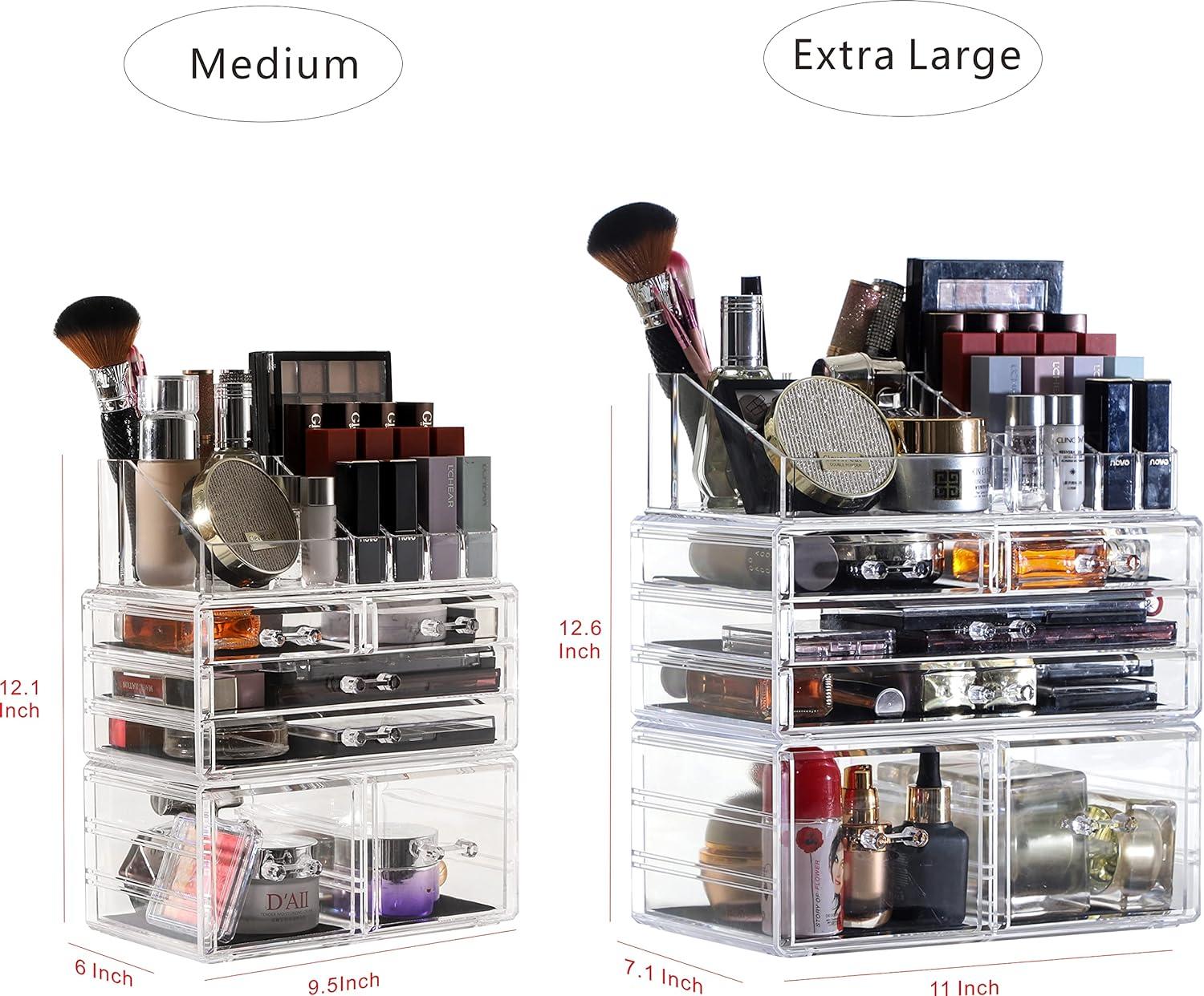 Cq acrylic Stackable Makeup Organizer With 3 Drawers,Acrylic