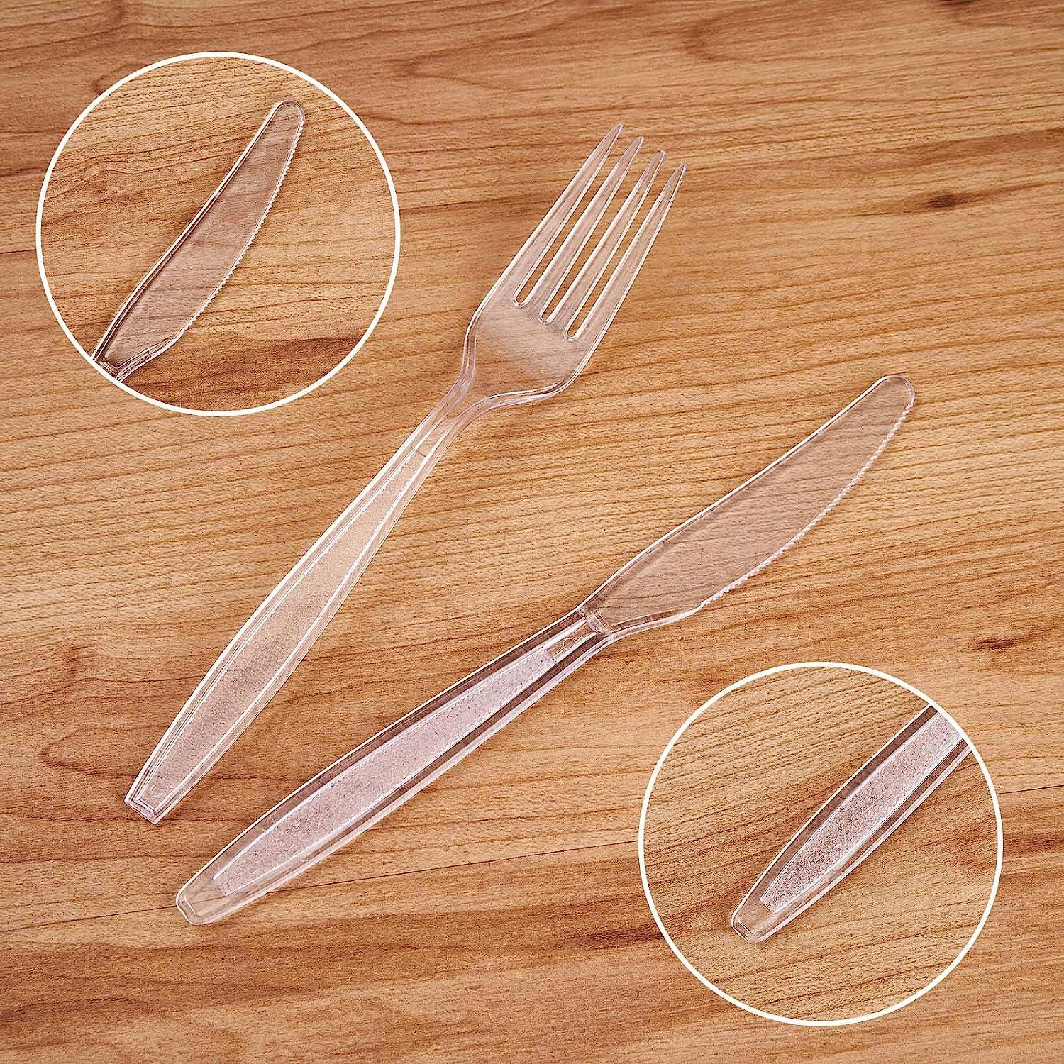  Comfy Package [100 Pack] Heavyweight Disposable Clear Plastic  Knives - Engraved Design : Health & Household