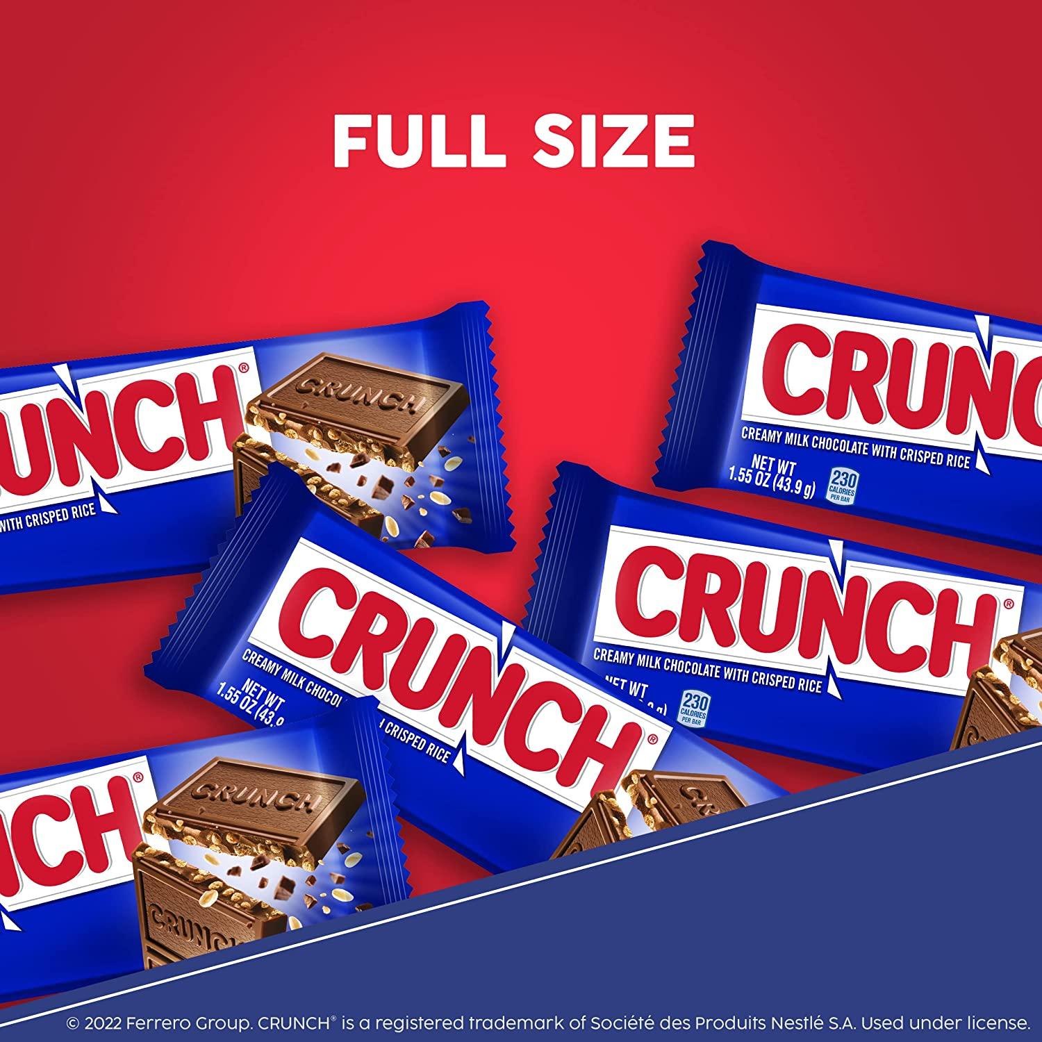 CRUNCH, Milk Chocolate And Crisped Rice, Full Size Individually Wrapped  Candy Bars, Great For Halloween Candy,  Oz, 36 Count 36 Count(Pack of 1)