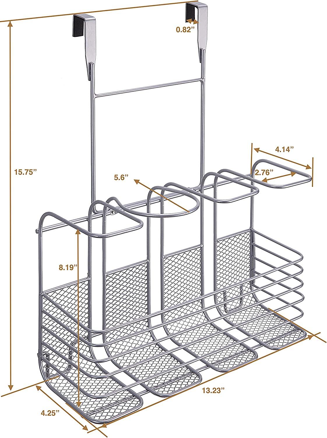 SunnyPoint Metal Wire Over Door/Wall Mount Hair Care & Styling Tool  Organizer - Bathroom Storage Basket for Hair Dryer, Flat Iron, Curling  Wand, Hair Straightener, Brushes - Holds Hot Tools 4 Sections Silver