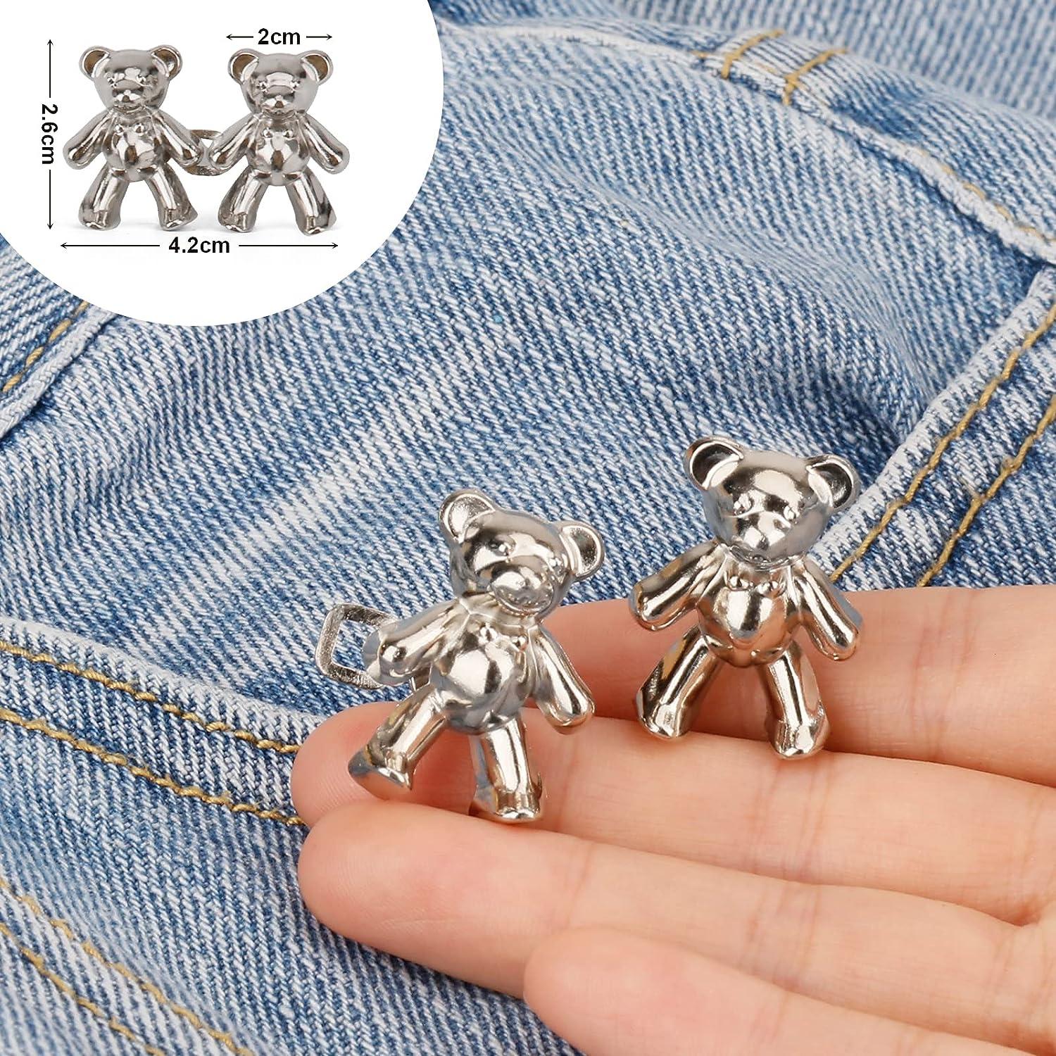 Cute Bear No-sew Waist Button, 8 Pairs Bear Jean Button Pins