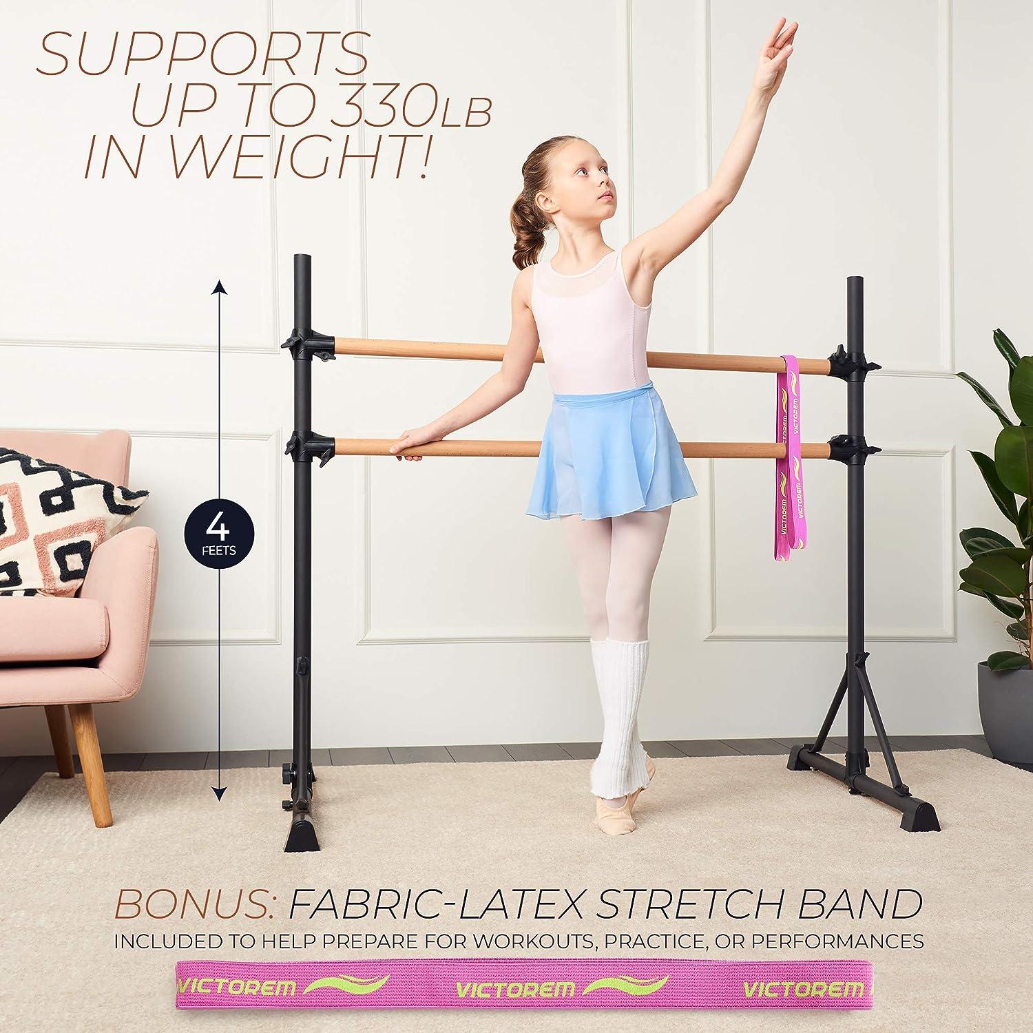 4FT Portable Ballet Barre Double Freestanding Bar Stretch Dance