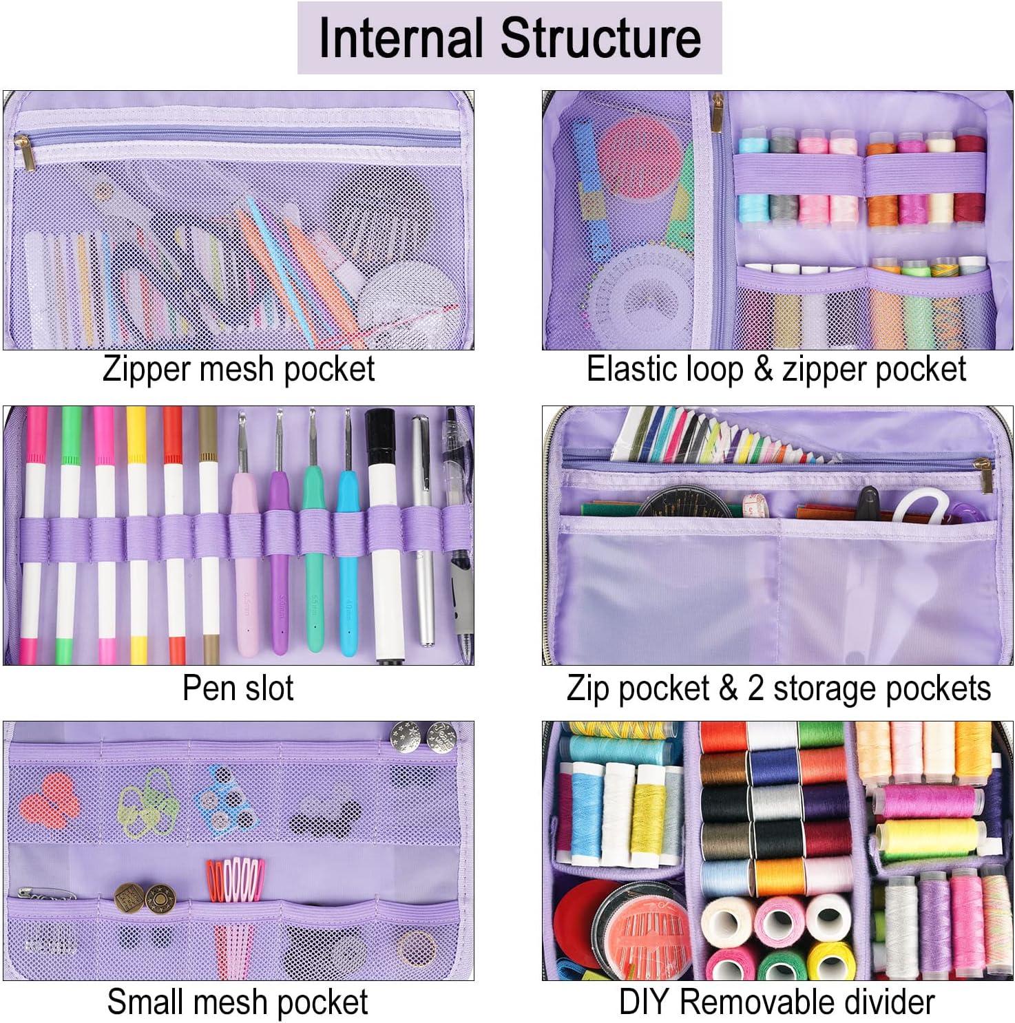 Sewing Bag, Sewing Storage Organizer Double-Layer Sewing Basket Accessories  Organizer Large Sewing Supplies Organizer for Sewing Tools Kit, Thread