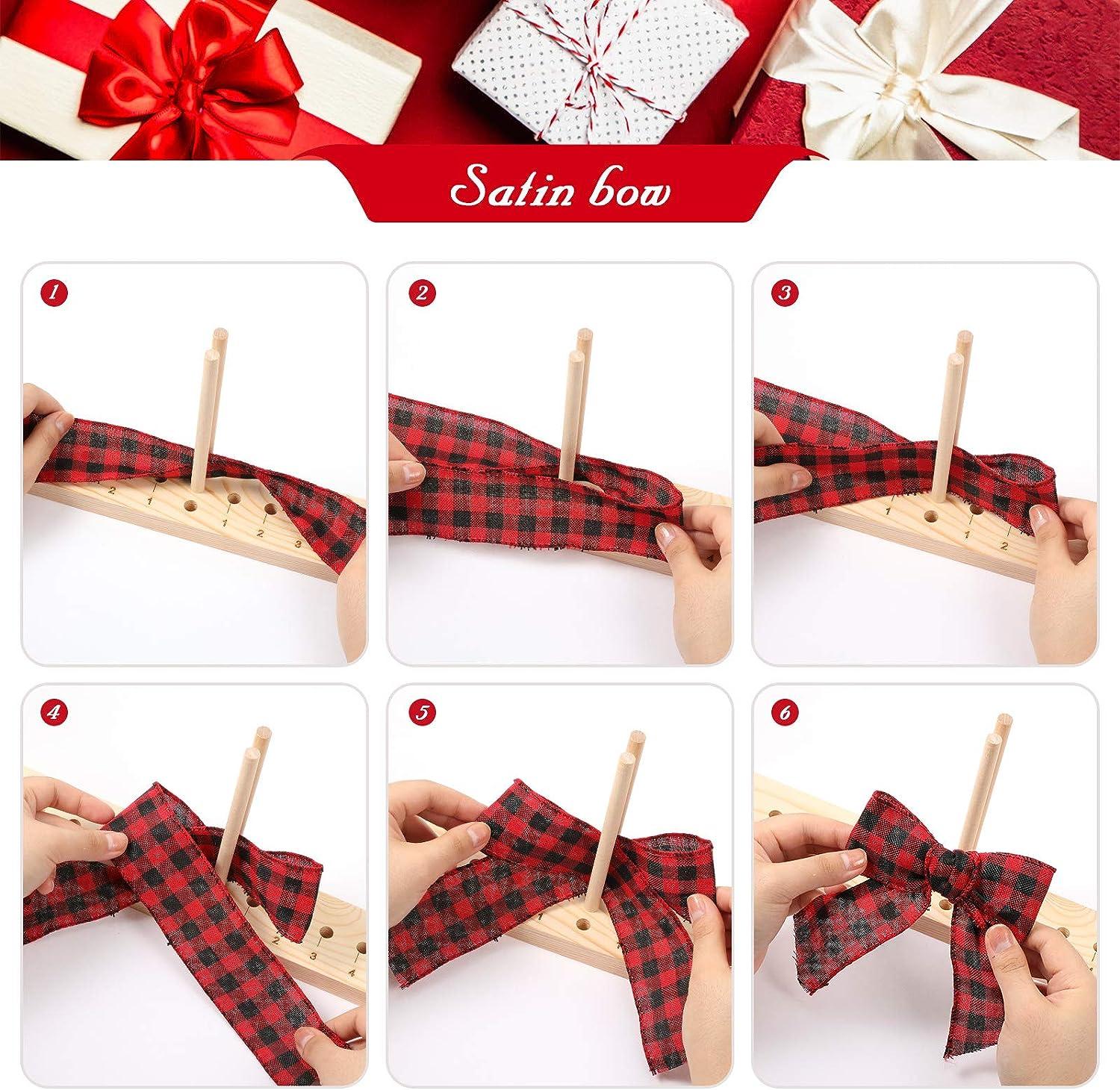 Bow Maker for Ribbon, Holiday Wreaths,Wooden Wreath Bow Maker Tool for  Christmas Creating Gift Bows, Party Decorations, Hair Bows, Corsages,  Holiday