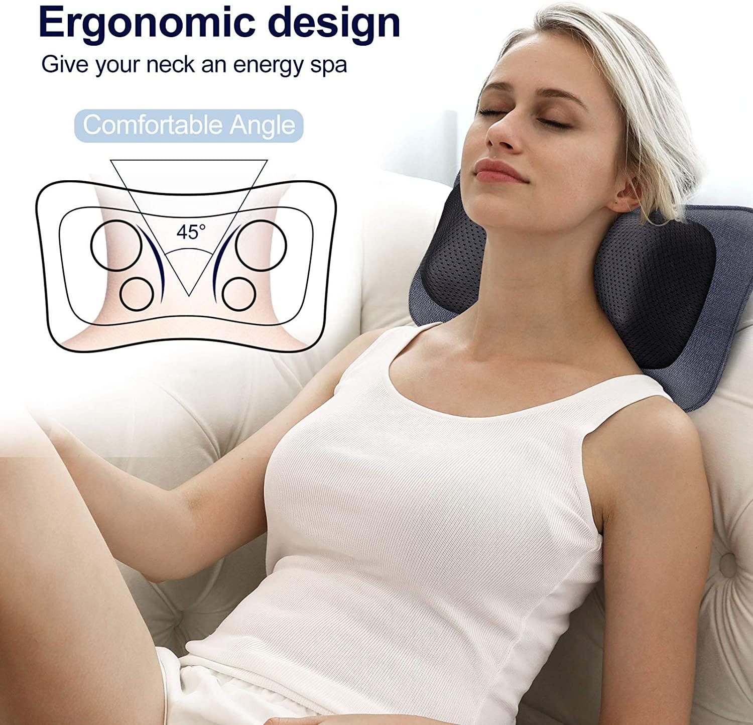 Electric Heating Massage Pillow Hands-Free Shoulder Back Kneading