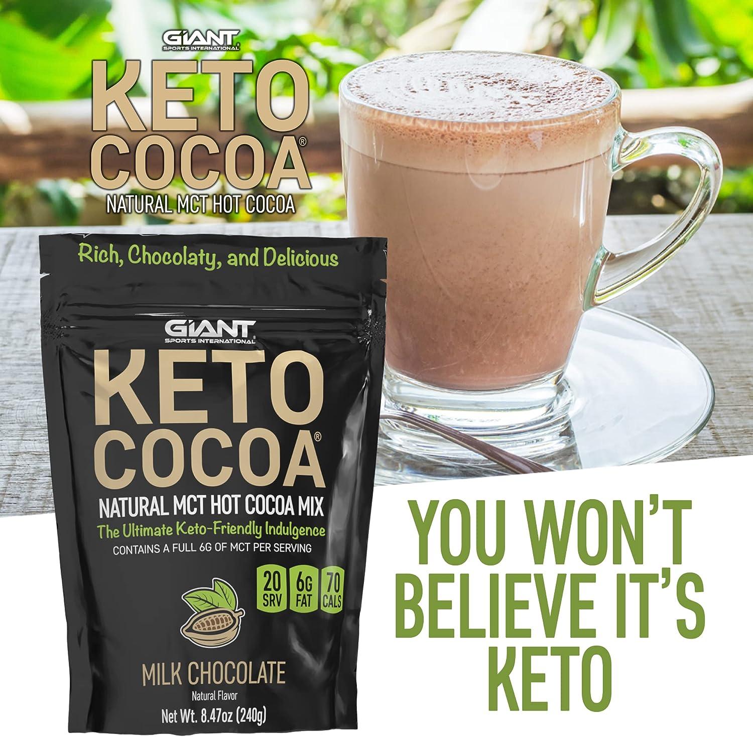 Keto Cocoa, Delicious Sugar Free Instant Hot Chocolate Mix with 6g of MCTs  for Ketogenic Diet Low Carb Lifestyle, No Gluten