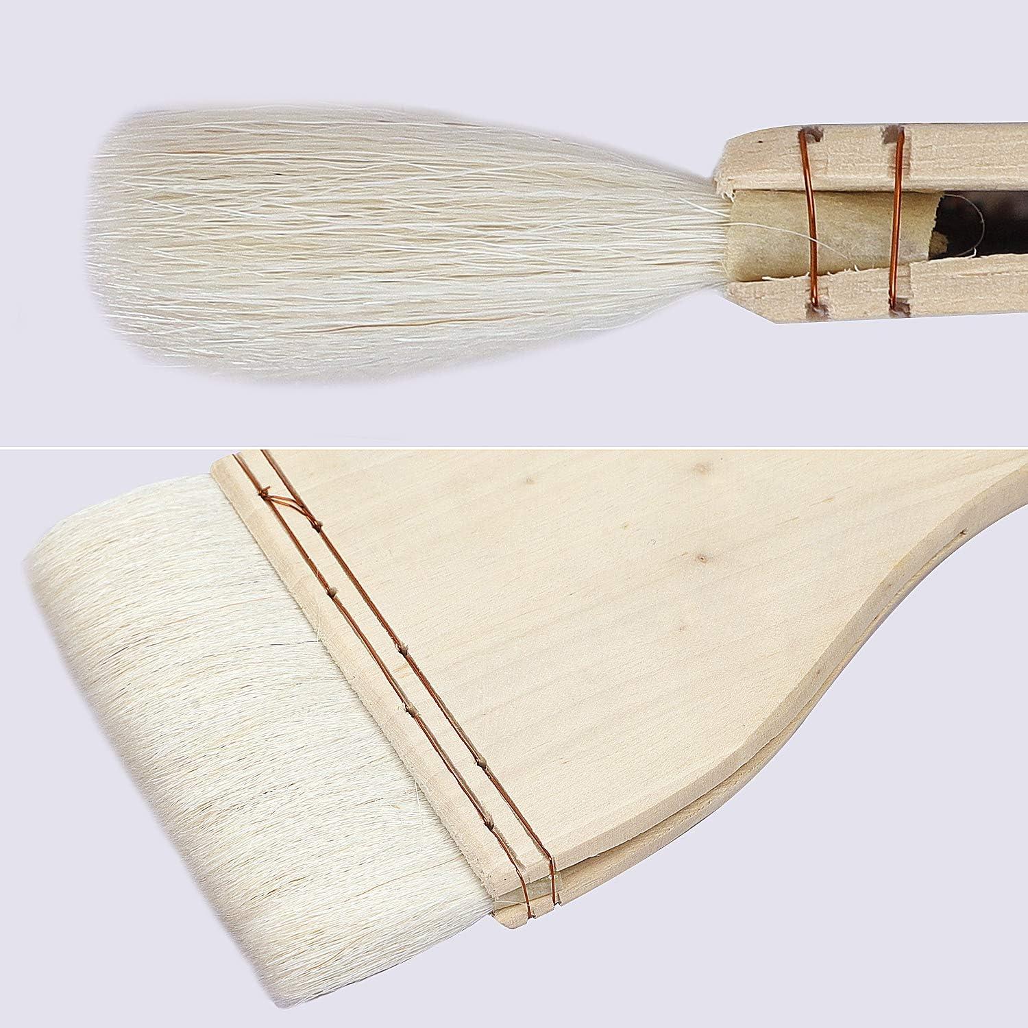 KEILEOHO 6 Pcs 6 Size Flat Hake Brushes, Creative and Professional Hake Brush for Watercolor, Soft and White Hake Brush Set with Handle for
