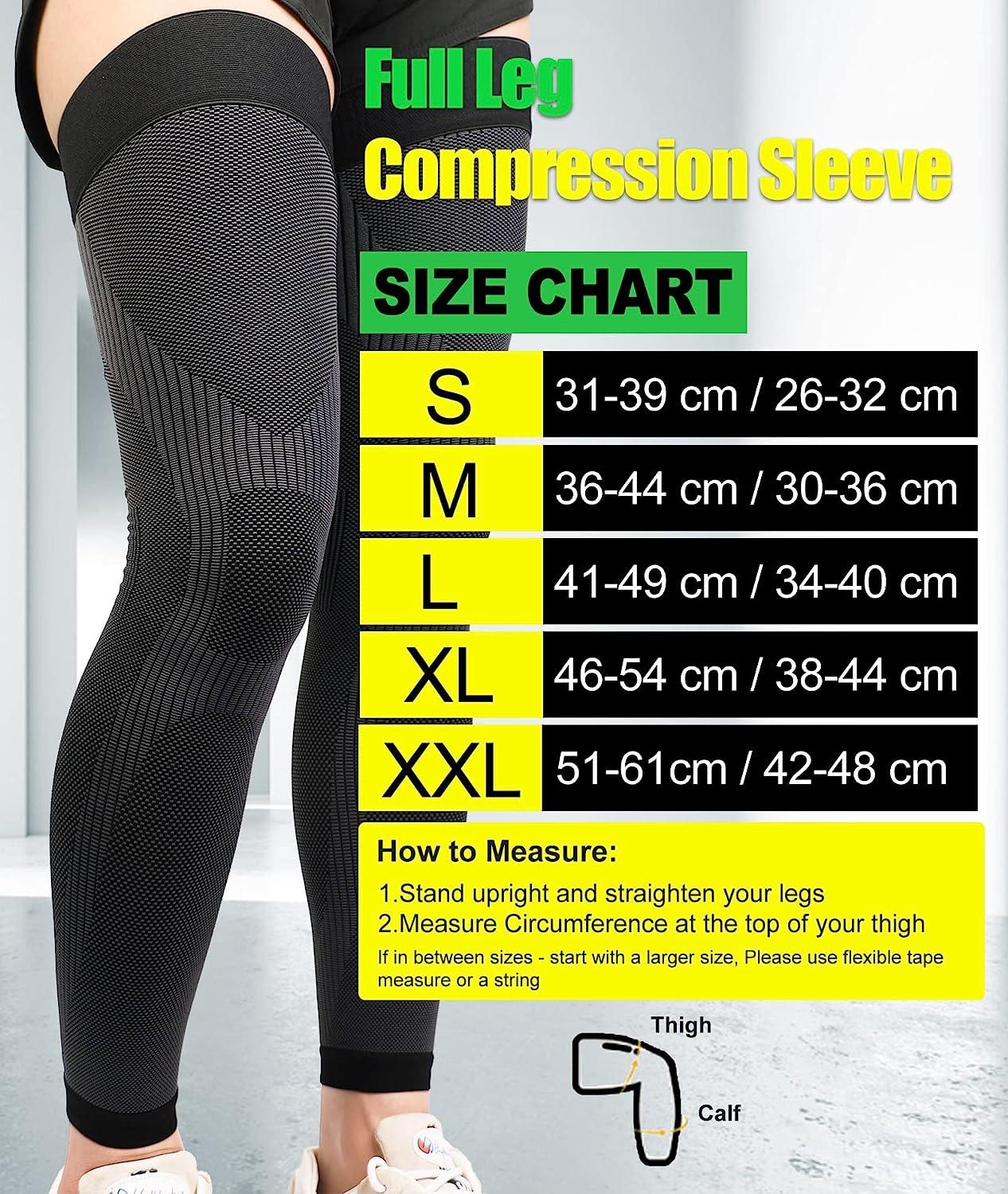 Sports Recovery Compression Full Leg Sleeves (Large, Yellow) 