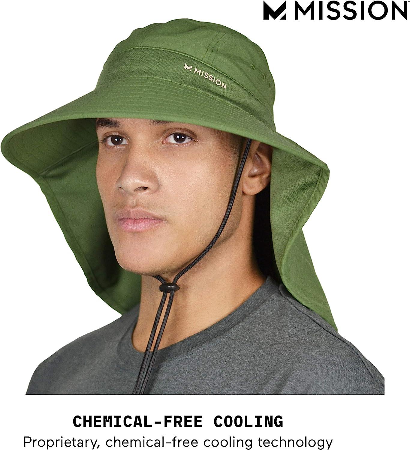 MISSION Sun Defender Cooling Neck Guard, Wide Brim Hats for Women and Men  Bronze Green