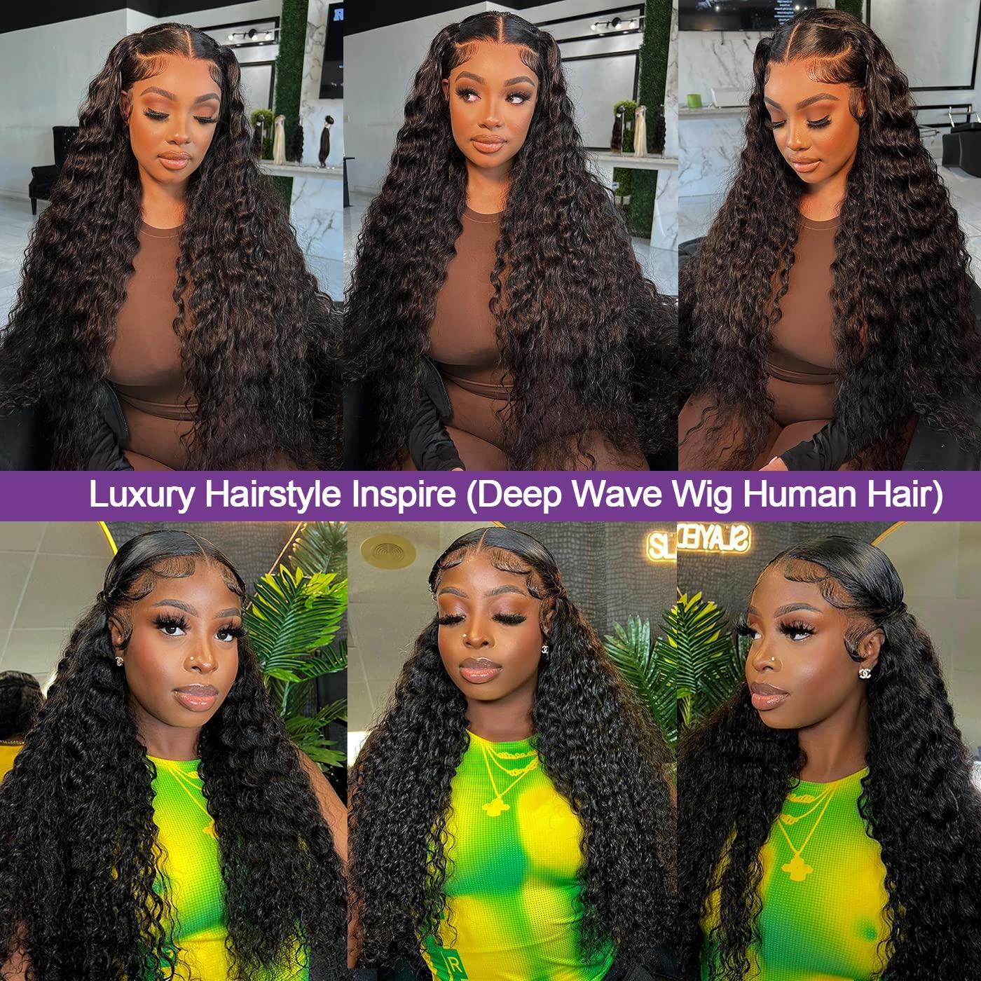  32-Inch 13x6 HD Deep Wave Lace Front Wigs Human Hair