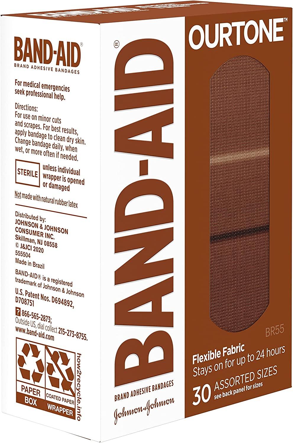 Band-Aid Brand Flexible Fabric Adhesive Bandages, Flexible Protection &  Care of Minor Cuts & Scrapes, Quilt-Aid Pad for Painful Wounds, Dark Brown