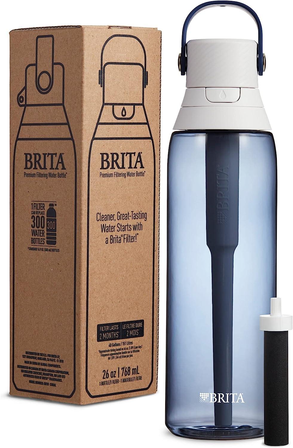  Brita Insulated Filtered Water Bottle with Straw, Reusable, BPA  Free Plastic, Sea Glass, 26 Ounce: Home & Kitchen